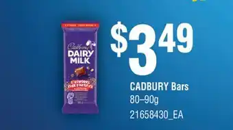 Fortinos CADBURY BARS, 80–90g offer