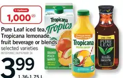 Fortinos PURE LEAF ICED TEA, TROPICANA LEMONADE, FRUIT BEVERAGE OR BLENDS, 1.36-1.75 L offer