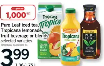 Fortinos PURE LEAF ICED TEA, TROPICANA LEMONADE, FRUIT BEVERAGE OR BLENDS, 1.36-1.75 L offer