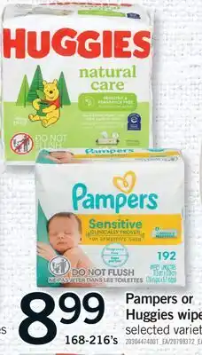 Fortinos PAMPERS OR HUGGIES WIPE, 168-216's offer