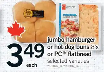 Fortinos JUMBO HAMBURGER OR HOT DOG BUNS 8'S OR PC FLATBREAD offer