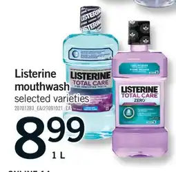 Fortinos LISTERINE MOUTHWASH, 1 L offer