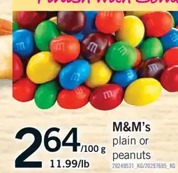 Fortinos M&M'S PLAIN OR PEANUTS offer