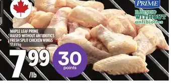 Metro MAPLE LEAF PRIME RAISED WITHOUT ANTIBIOTICS FRESH SPLIT CHICKEN WINGS offer