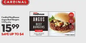 Longo's Cardinal Roadhouse Angus Beef Burgers offer