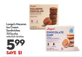 Longo's Macaron Ice Cream Sandwiches offer