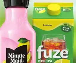 Longo's Fuze Lemon Iced Tea 1.75L bottle or Minute Maid No Sugar Added Beverages 1.54L bottle offer