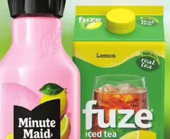 Longo's Fuze Lemon Iced Tea 1.75L bottle or Minute Maid No Sugar Added Beverages 1.54L bottle offer