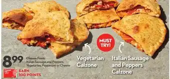 Longo's Vegetarian Calzone, Italian Sausage and Peppers offer