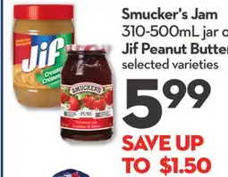 Longo's Smucker's Jam 310-500mL jar or Jif Peanut Butter 1kg jar offer