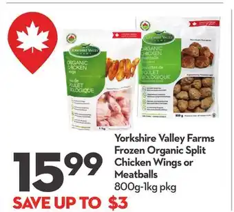 Longo's Frozen Organic Split Chicken Wings or Meatballs offer