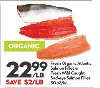 Longo's Fresh Organic Atlantic Salmon Fillet or Fresh Wild Caught Sockeye Salmon Fillet offer