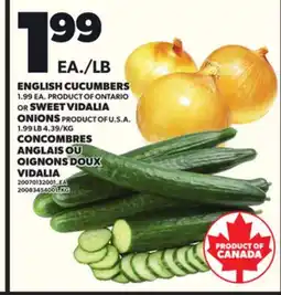 Independent Grocer ENGLISH CUCUMBERS OR SWEET VIDALIA ONIONS offer