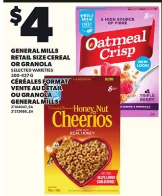 Independent Grocer GENERAL MILLS RETAIL SIZE CEREAL OR GRANOLA, 300-437 G offer