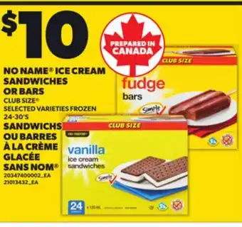 Independent Grocer NO NAME ICE CREAM SANDWICHES OR BARS, 24-30'S offer