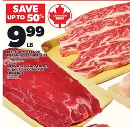 Independent Grocer BEEF FLANK STEAK OR KOREAN STYLE SHORT RIBS offer