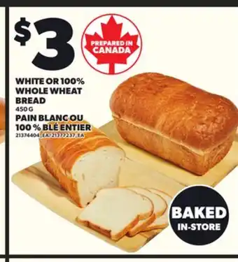 Independent Grocer WHITE OR 100% WHOLE WHEAT BREAD, 450 G offer
