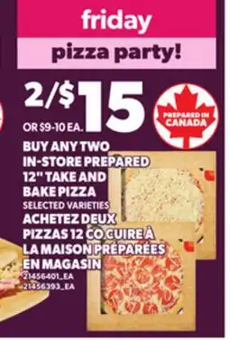 Independent Grocer IN-STORE PREPARED 12 TAKE AND BAKE PIZZA offer