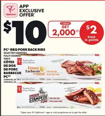 Independent Grocer PC BBQ PORK BACK RIBS, 500 G offer