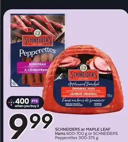 Sobeys SCHNEIDERS or MAPLE LEAF Hams offer