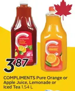 Sobeys COMPLIMENTS Pure Orange or Apple Juice, Lemonade or Iced Tea offer