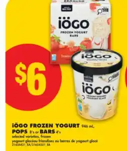 No Frills iÖGO FROZEN YOGURT 946 mL, POPS 8' s or BARS 4' s offer