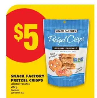 No Frills SNACK FACTORY PRETZEL CRISPS, 200 g offer