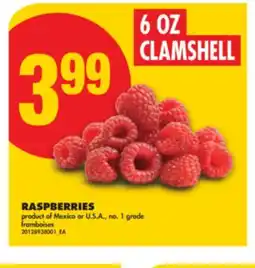 No Frills RASPBERRIES, 6 OZ CLAMSHELL offer