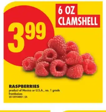 No Frills RASPBERRIES, 6 OZ CLAMSHELL offer