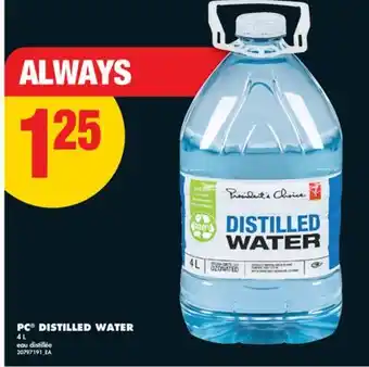 No Frills PC DISTILLED WATER, 4 L offer