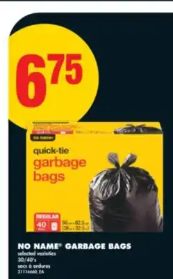 No Frills NO NAME GARBAGE BAGS offer