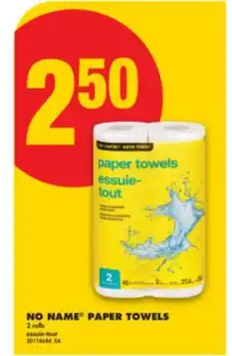 No Frills NO NAME PAPER TOWELS, 2 rolls offer