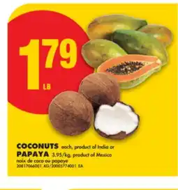 No Frills COCONUTS each or PAPAYA offer