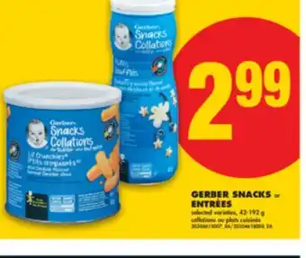 No Frills GERBER SNACKS or ENTRÉES, 42-192 g offer