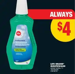 No Frills LIFE BRAND MOUTHWASH, 1 L offer