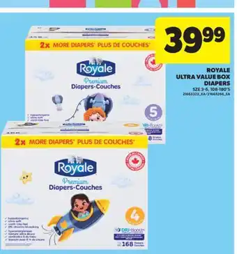 Real Canadian Superstore ROYALE ULTRA VALUE BOX DIAPERS, SZE 3-6, 108-180'S offer