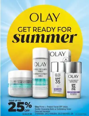 Real Canadian Superstore OLAY PRIME + PROTECT FACIAL SPF LOTION, GENTLE CLEANSING BALM OR EXFOLIATING TONER offer
