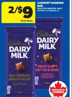 Real Canadian Superstore CADBURY SHARING BAR, 180 G offer