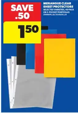 Real Canadian Superstore MERANGUE CLEAR SHEET PROTECTORS, 40 PACK OR 2 - POCKET PORTFOLIO offer