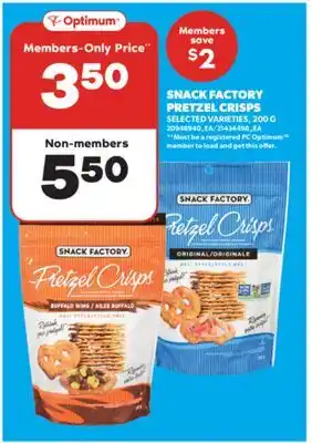 Real Canadian Superstore SNACK FACTORY PRETZEL CRISPS, 200 G offer