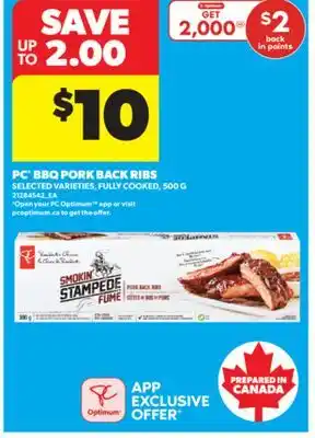 Real Canadian Superstore PC BBQ PORK BACK RIBS, 500 G offer