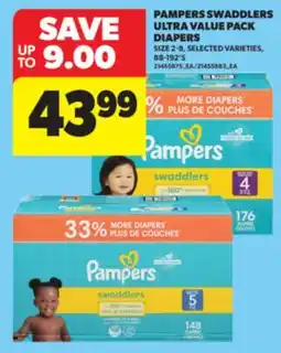 Real Canadian Superstore PAMPERS SWADDLERS ULTRA VALUE PACK DIAPERS, 88-192'S offer