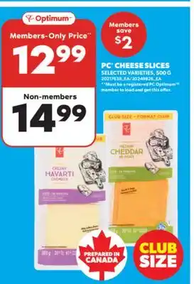 Real Canadian Superstore PC CHEESE SLICES, 500 G offer