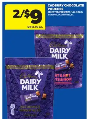 Real Canadian Superstore CADBURY CHOCOLATE POUCHES, 144-200 G offer