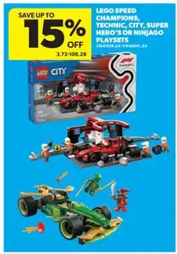 Real Canadian Superstore LEGO SPEED CHAMPIONS, TECHNIC, CITY, SUPER HERO'S OR NINJAGO PLAYSETS offer