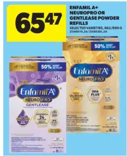 Real Canadian Superstore ENFAMIL A + NEUROPRO OR GENTLEASE POWDER REFILLS, 862/890 G offer