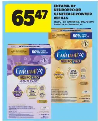 Real Canadian Superstore ENFAMIL A + NEUROPRO OR GENTLEASE POWDER REFILLS, 862/890 G offer