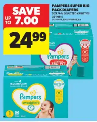 Real Canadian Superstore PAMPERS SUPER BIG PACK DIAPERS, 32-108'S offer