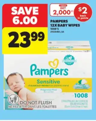 Real Canadian Superstore PAMPERS 12X BABY WIPES, 1008'S offer