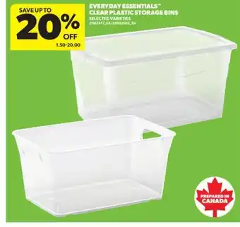 Real Canadian Superstore EVERYDAY ESSENTIALS CLEAR PLASTIC STORAGE BINS offer